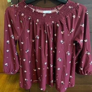 Floral Burgundy Girl's Top